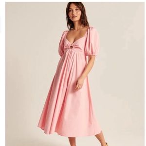 Abercrombie & Fitch O-Ring Puff Sleeve MIDI Dress | Small